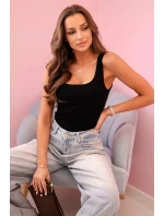 Dámska blúzka bez ramienok s výstrihom čierna