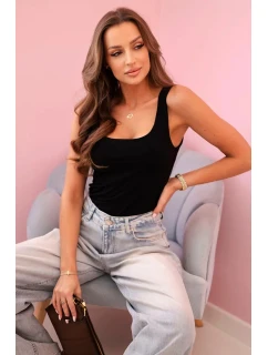 Dámska blúzka bez ramienok s výstrihom čierna