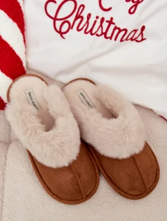 Dámske papuče s kožušinou - ťava Delissa