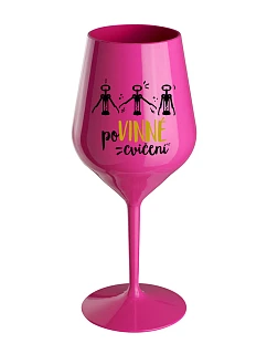 VYŽADOVANÉ TRIEDY - ružový nerozbitný pohár na víno 470 ml