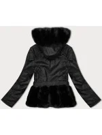 Čierna dámska bunda s kapucňou J Style (11Z8077)