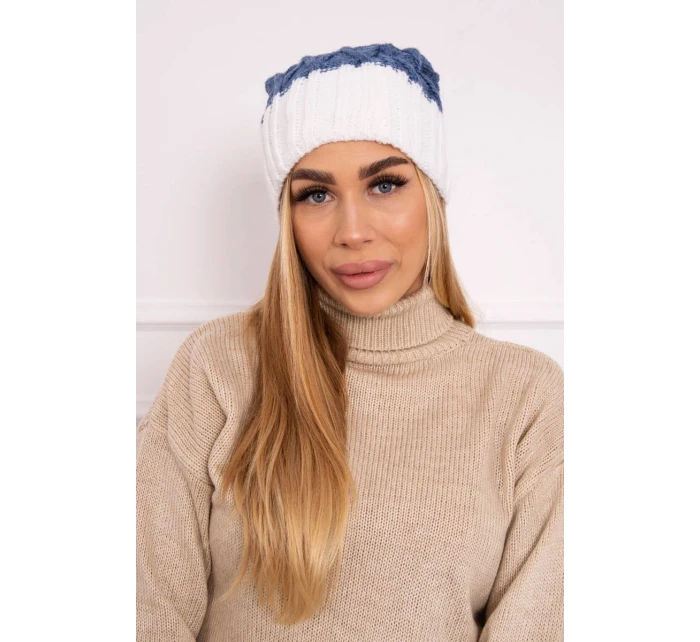 Milano fleecová čiapka K203 denim+ecru