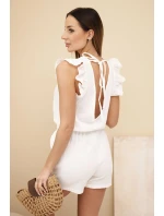 Dámsky mušelínový overal s volánikmi ecru
