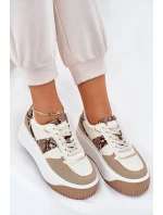 Sneakersy Damskie Na Masywnej Platformie Zwierzęcy Wzór Beżowe Telanila Sneakersy Damskie Na Masywnej Platformie Zwierzęcy Wzór Beżowe Telanila