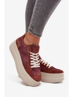 Zamszowe Sneakersy Na Masywnej Platformie Zazoo N1270S3 Fioletowe