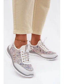 Dámské vzorované kožené polobotky D&A GR61-5990 bílé