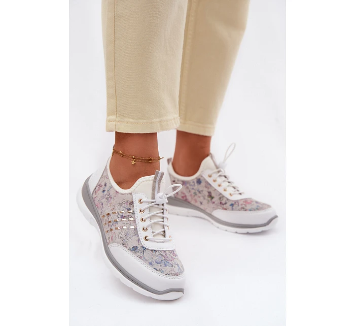 Dámské vzorované kožené polobotky D&A GR61-5990 bílé