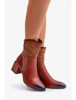 Zateplené dámske členkové topánky na podpätku Brown Relabina Zateplené dámske členkové topánky na podpätku Brown Relabina