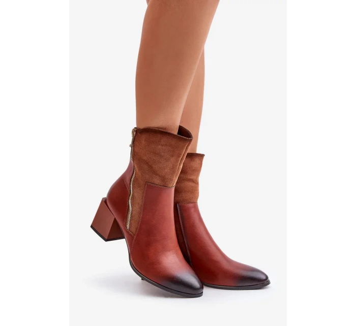 Zateplené dámske členkové topánky na podpätku Brown Relabina Zateplené dámske členkové topánky na podpätku Brown Relabina
