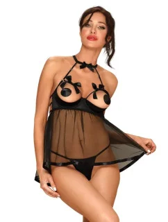 Pikantné košieľka Delishya babydoll black - Obsessive