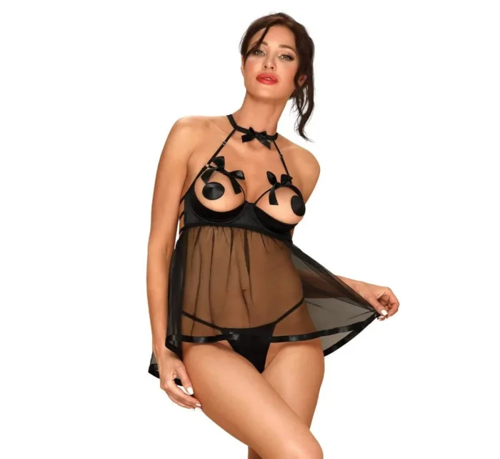 Pikantné košieľka Delishya babydoll black - Obsessive Pikantné košieľka Delishya babydoll black - Obsessive