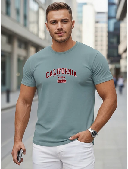 Tshirt męski bawełniany z nadrukiem California petrol model 22316134 - FashionStreet Tshirt męski bawełniany z nadrukiem California petrol model 22316134 - FashionStreet
