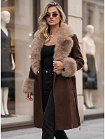 Płaszcz damski z odpinanym brązowy model 22404889 - FashionStreet Płaszcz damski z odpinanym brązowy model 22404889 - FashionStreet