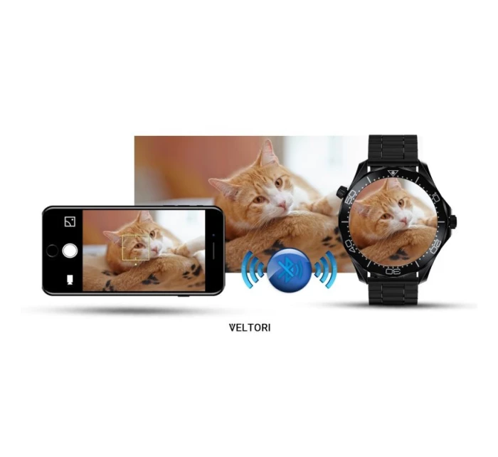 Černý silikonový řemínek + černý náramek model 21805557 - VELTORI