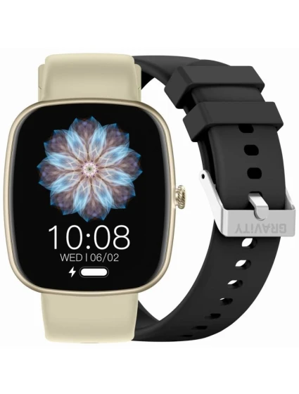Dámské chytré hodinky  béžový silikonový řemínek + černý řemínek model 21807107 - Gravity