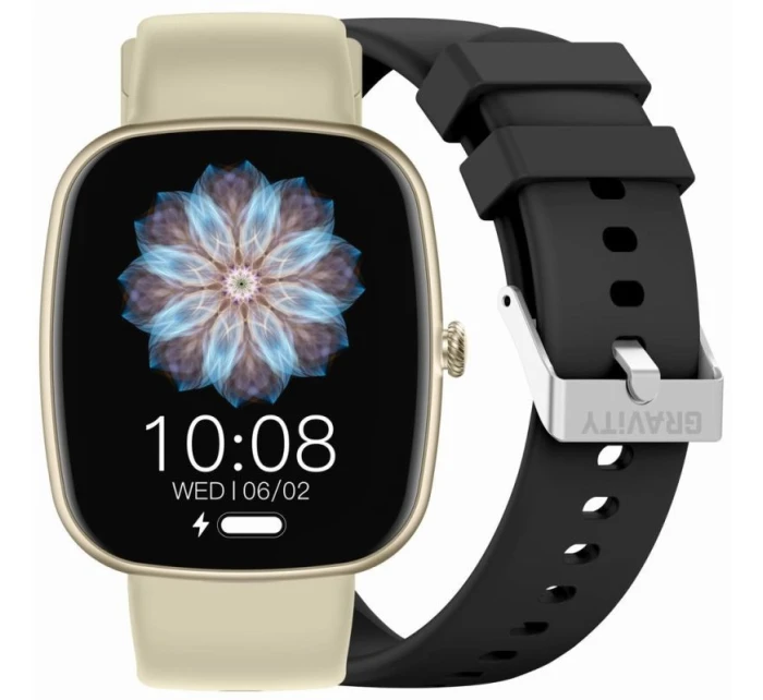 Dámské chytré hodinky  béžový silikonový řemínek + černý řemínek model 21807107 - Gravity