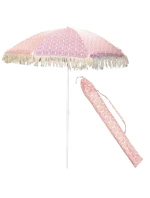 PLÁŽOVÝ A ZÁHRADNÝ SLNEČNÍK SO STRAPCAMI 174 CM ČERVENÝ