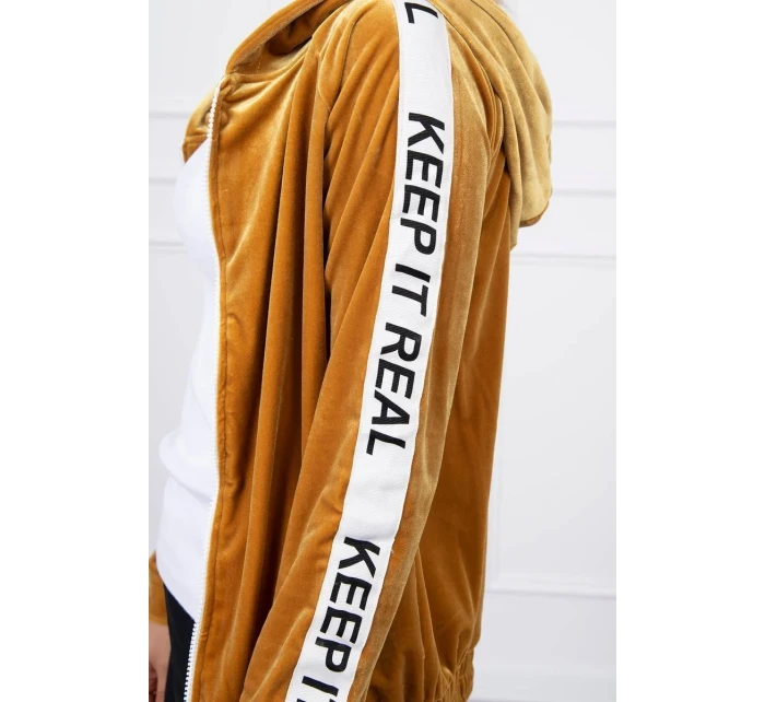 Hořčicová velurová mikina s kapucí Hořčicová velurová mikina s kapucí