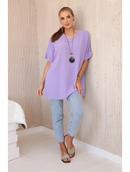 Oversized halenka s přívěskem světle fialová Oversized halenka s přívěskem světle fialová
