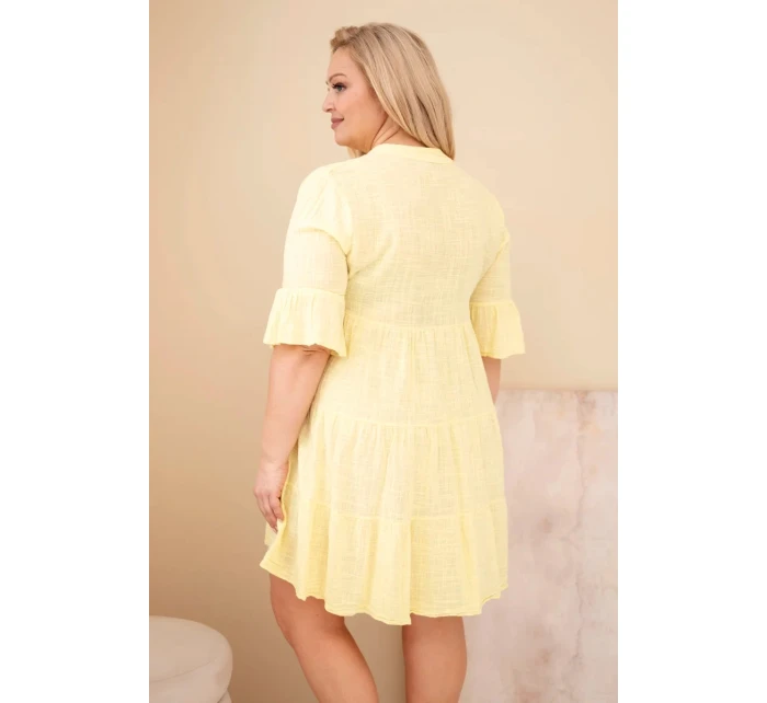 Dámske bavlnené šaty s volánmi v nadmernej veľkosti žltá