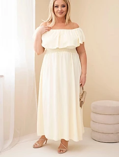 Dámské šaty Plus Size s volánem a elastickým pasem žlutá