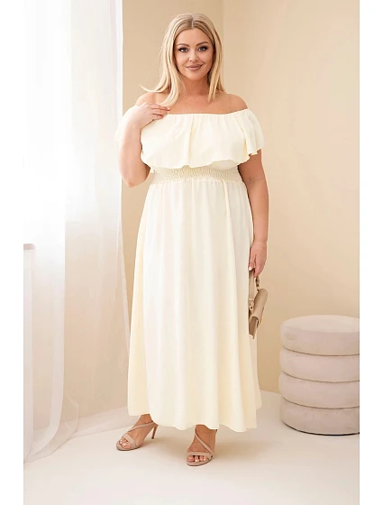 Dámské šaty Plus Size s volánem a elastickým pasem žlutá Dámské šaty Plus Size s volánem a elastickým pasem žlutá