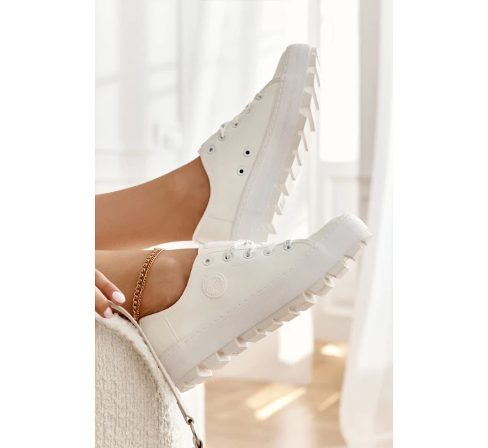 Modne Lakierowane Trampki Big Star KK274045 Białe Modne Lakierowane Trampki Big Star KK274045 Białe