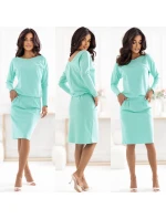 Mikinové šaty s vreckami 189-12 mint - Numoco Mikinové šaty s vreckami 189-12 mint - Numoco