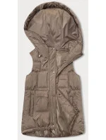 Béžová páperová dámska vesta (B8153-12)