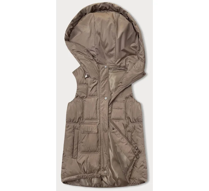 Béžová páperová dámska vesta (B8153-12)