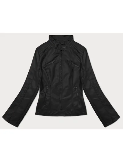 Dámska bunda z ekokože so stojačikom J Style čierna (11Z8131)