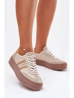 Dámské Kožené Tenisky Na Platformě model 21698641 Béžové - Zazoo