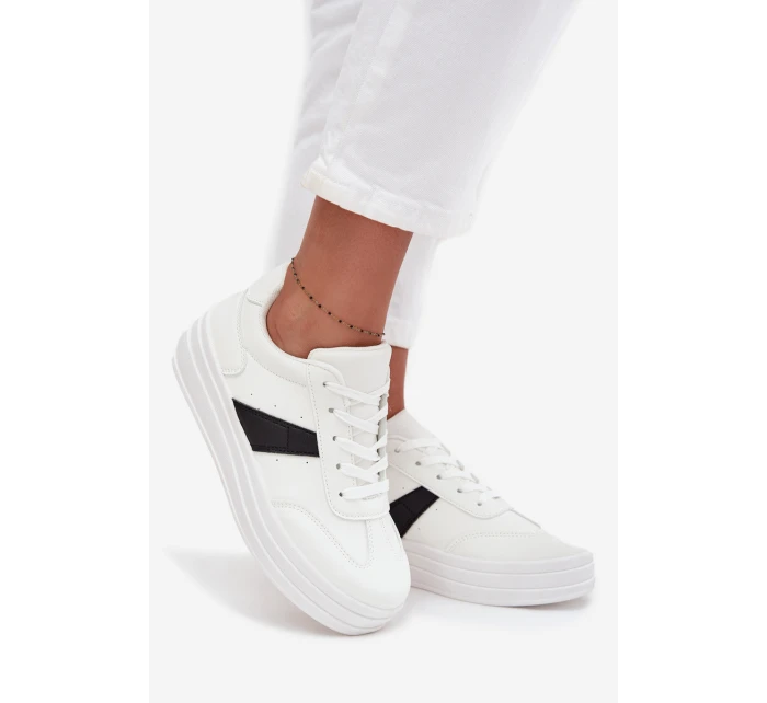 Sneakersy Damskie Na Platformie Białe Elvessia Sneakersy Damskie Na Platformie Białe Elvessia