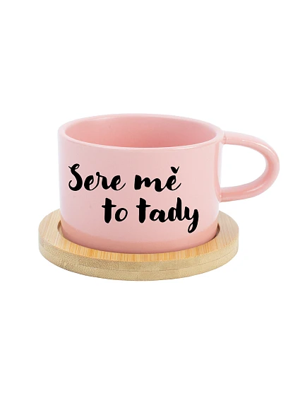 SERE ME THIS WAY - ružový hrnček s makrónkou 200 ml