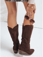 Dámske semišové kovbojské čižmy hnedé FashionStreet ZY1160