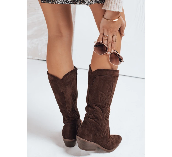 Dámske semišové kovbojské čižmy hnedé FashionStreet ZY1160