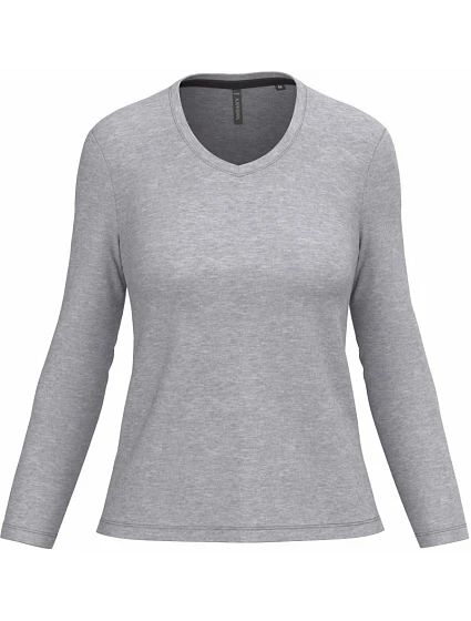 Kariban K 382 Dámske tričko s výstrihom do V a dlhými rukávmi 20.K382 oxford grey Kariban K 382 Dámske tričko s výstrihom do V a dlhými rukávmi 20.K382 oxford grey