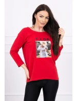 Halenka s potiskem model 18744208 červená - K-Fashion