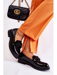 Dámské kalhoty lakované s mašlí Černý model 21593079 - S.Barski