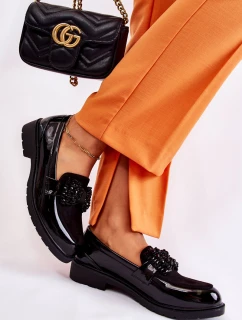 Dámské kalhoty lakované s mašlí Černý model 21593079 - S.Barski