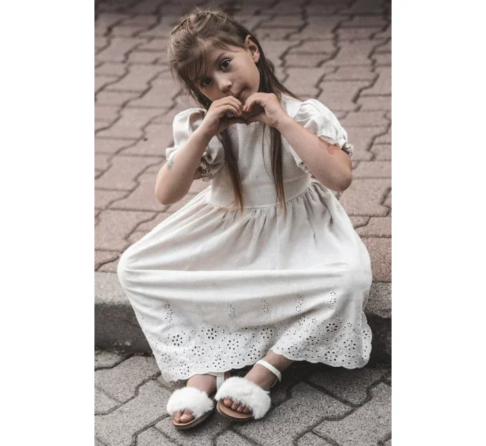 Detské sandále na suchý zips s kožušinou, biele Rosavere