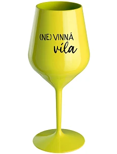 (NE)VINNÁ VÍLA - žltý nerozbitný pohár na víno 470 ml