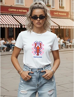 Tshirt damski z nadrukiem bawełniany biały model 22277216 - FashionStreet