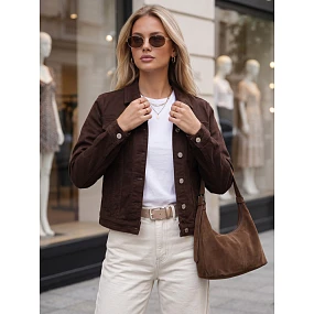 Kurtka jeansowa damska przejściowa brązowa model 22341145 - FashionStreet Kurtka jeansowa damska przejściowa brązowa model 22341145 - FashionStreet
