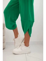 Nohavice so širokými nohavicami a vreckami zelené Nohavice so širokými nohavicami a vreckami zelené