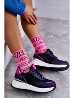 Dámská sportovní obuv na klínku model 21596635 černé a Námořnická modrá - Goe