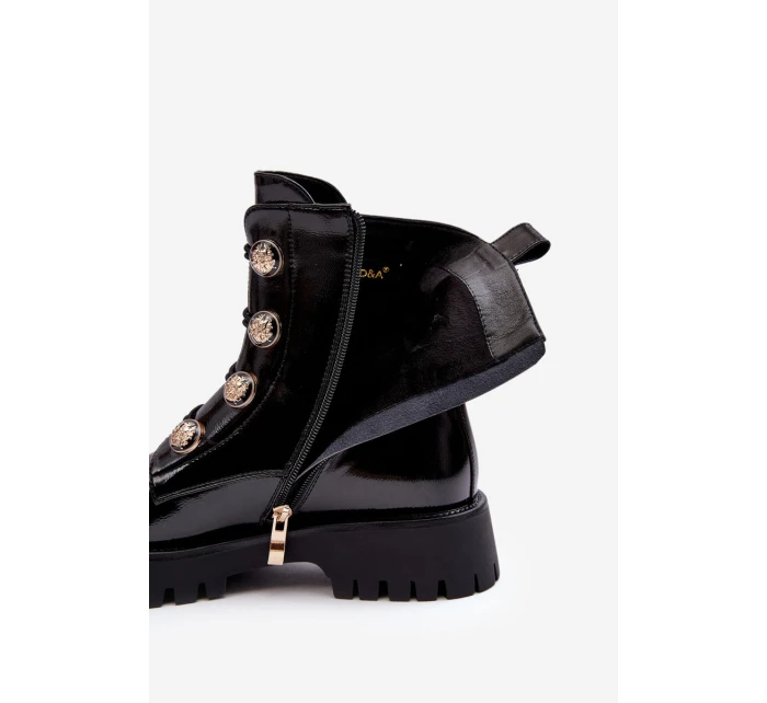 Dámské zateplené boty s ozdobnými knoflíky D&A model 21636866 Černé - S.Barski Dámské zateplené boty s ozdobnými knoflíky D&A model 21636866 Černé - S.Barski