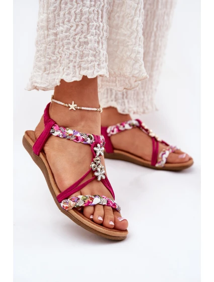 Sandały Damskie Płaskie Z Plecionymi Paskami I Przypinkami Artiker 56C1314 Fuksja Sandały Damskie Płaskie Z Plecionymi Paskami I Przypinkami Artiker 56C1314 Fuksja