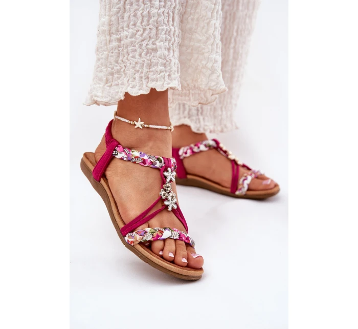 Sandały Damskie Płaskie Z Plecionymi Paskami I Przypinkami Artiker 56C1314 Fuksja Sandały Damskie Płaskie Z Plecionymi Paskami I Przypinkami Artiker 56C1314 Fuksja