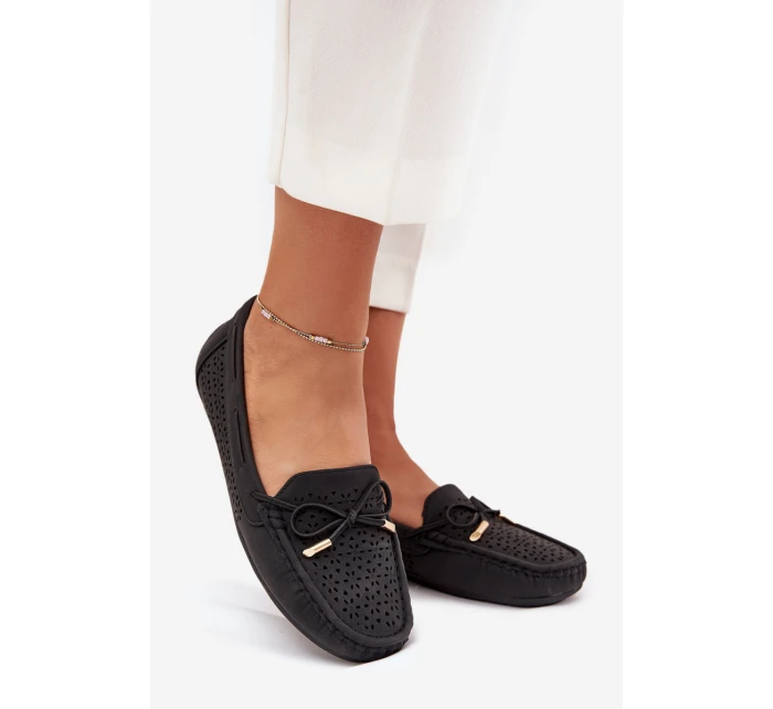 Mokasyny Damskie Z Ażurowym Wzorem I Wiązaniem Czarne Mirisa Mokasyny Damskie Z Ażurowym Wzorem I Wiązaniem Czarne Mirisa